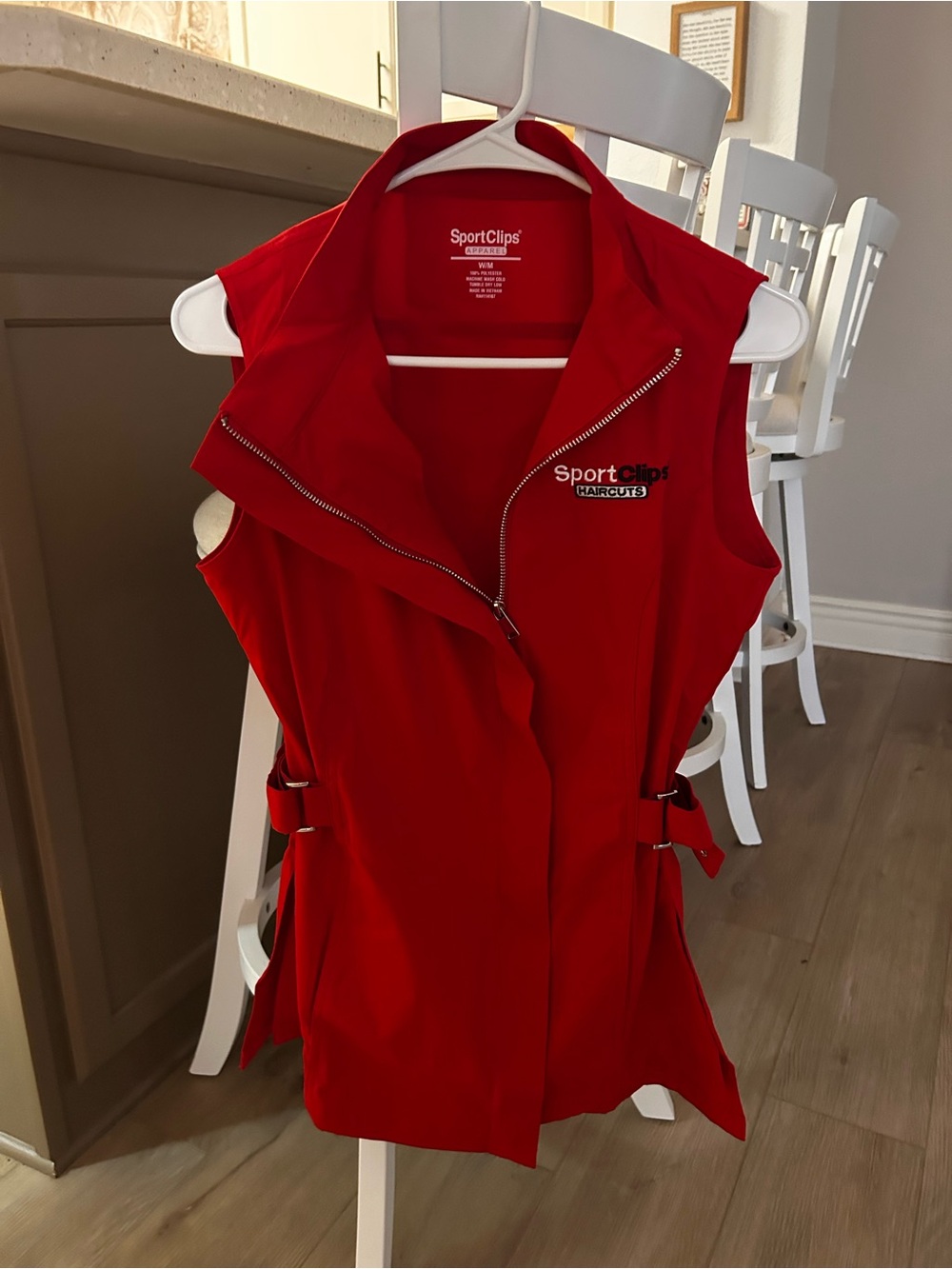 SportClips Red Zip Front Vest